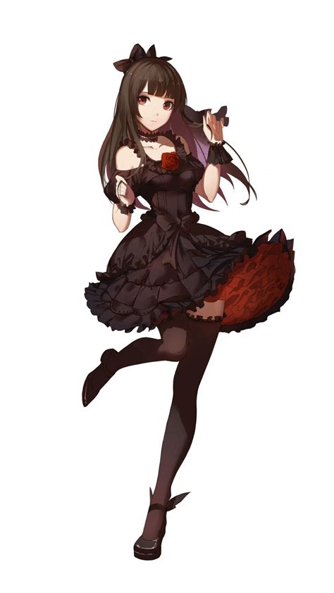 Download 1080x1920 Anime Girl Gothic Black Dress Brown