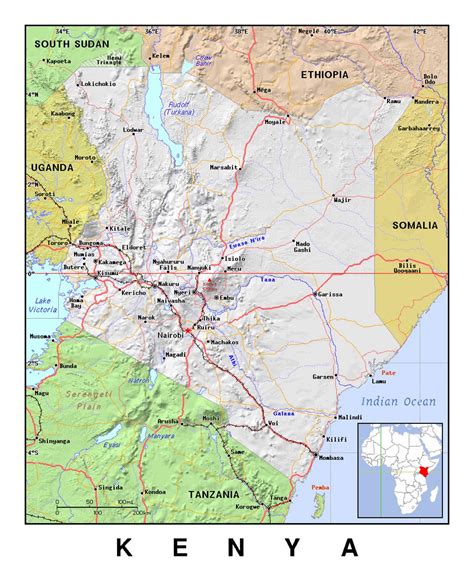 Africa Map Kenya Kenya Political Map With Capital Nairobi National