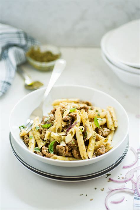 Creamy garlic sauce | how to make recipe. Italian Sausage and Basil Pesto Penne - Easy Peasy Meals