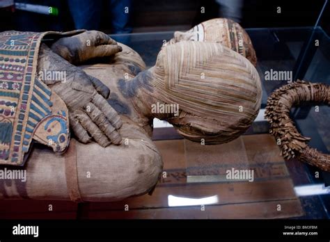 Egyptian Mummy Inside The Louvre Museum Art Gallery Paris France