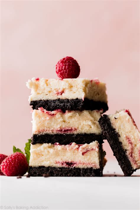 For this special chocolate coconut cheesecake, i created a chocolate cookie crust that contains coconut and cinnamon. White Chocolate Raspberry Cheesecake Bars | Sally's Baking ...