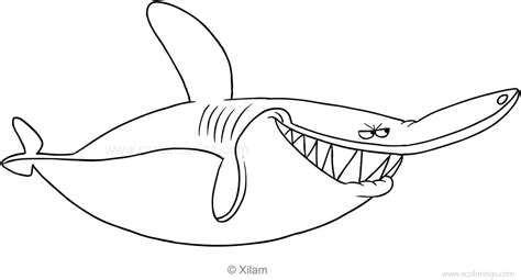 Zig and Sharko Coloring Pages Shark is Smiling - XColorings.com