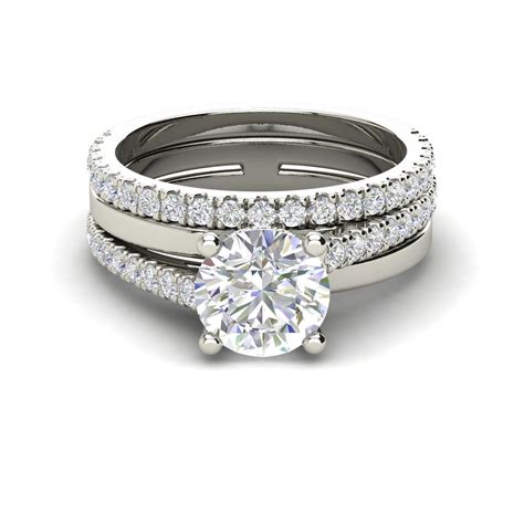 Pave Set 2 Carat Si1f Round Cut Diamond Engagement Ring White Gold Ebay