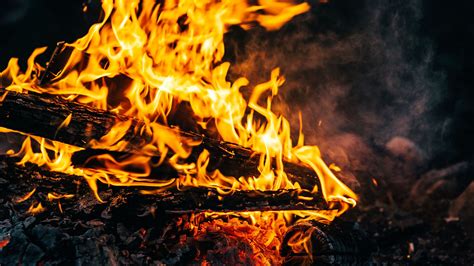 Download Wallpaper 3840x2160 Bonfire Fire Flame Firewood Coals Ash