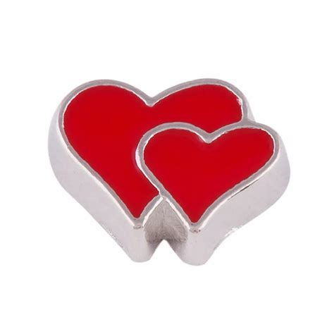 Hot Sell Double Heart Charmsfashionable Floating Charmsvalentines Day
