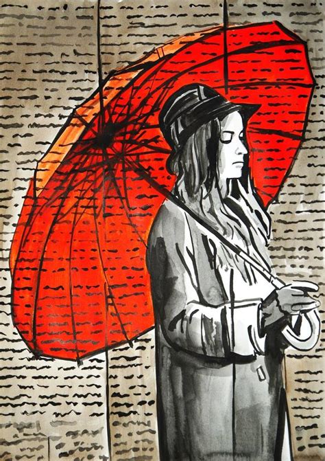 Girl With Umbrella 2 Drawing By Alexandra Djokic Umbrella Art Umbrella Drawing Drawings
