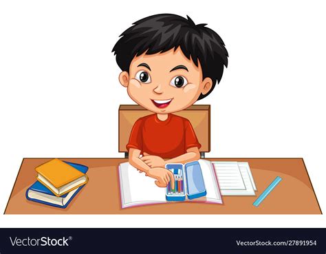 Boy Doing Homework Clipart — Homework Clip Art Royalty Free