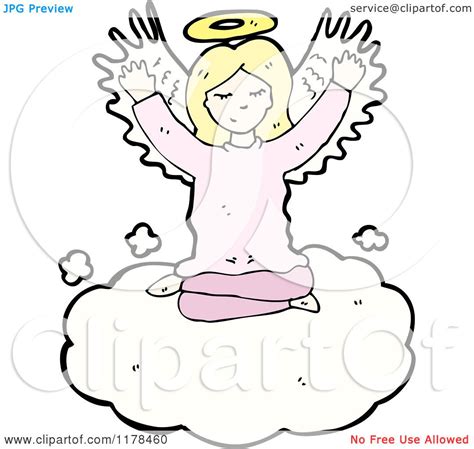 Cartoon Of An Angel In The Clouds Royalty Free Vector Illustration By
