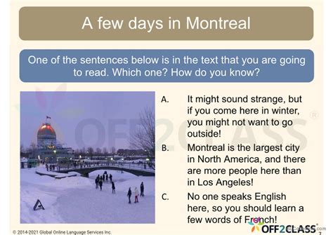 Reading When You Come To Montreal English Esl Powerpoints