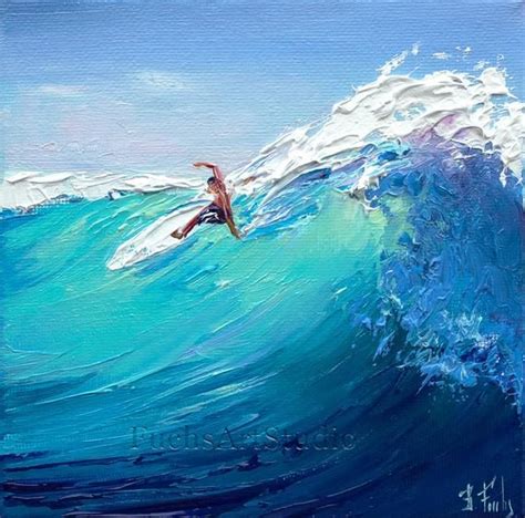 Surfer Painting Surfing Art Original Wave Ocean Etsy In 2021 Surfer