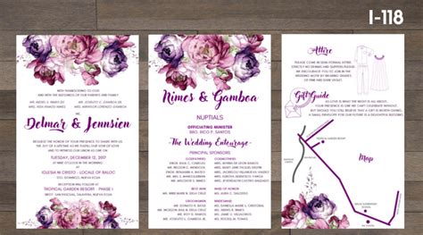This card details the names of the entourage and their parts in the wedding ceremony. Layout Entourage Sample Wedding Invitation | wedding