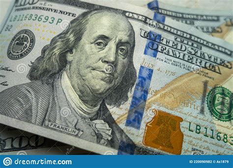 American Founding Father Benjamin Franklin 100 Dollar Bills Stock Photo