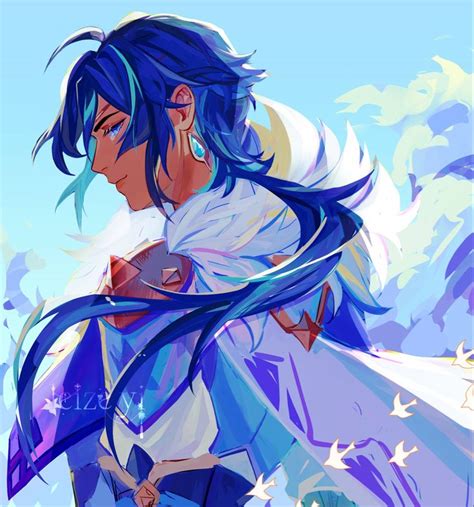 An Anime Character With Blue Hair And Wings