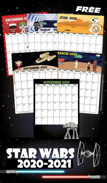 Join our email list for free to get updates on our latest 2021 calendars and more printables. NEW! Star Was Printable Calendar