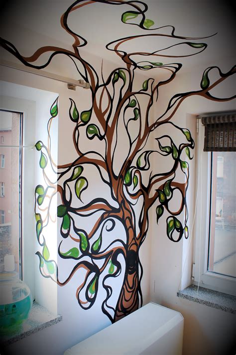 Hand Painted Wall Tree Mural Hand Painted Walls Mural Wall Painting