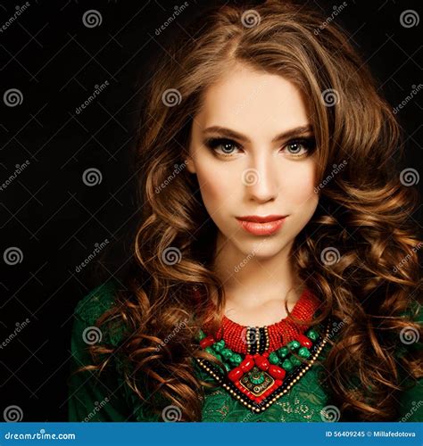 Curly Hair Girl Beautiful Fashion Model Woman Stock Image Image Of
