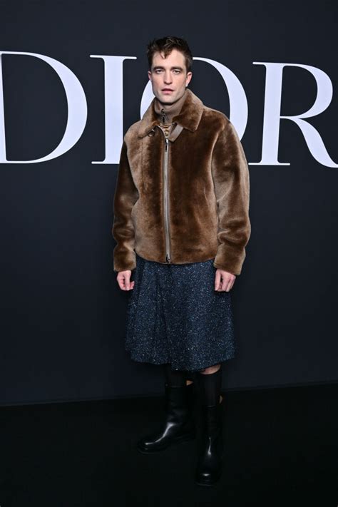 robert pattinson dons skirt at dior homme fall 2023 paris fashion show