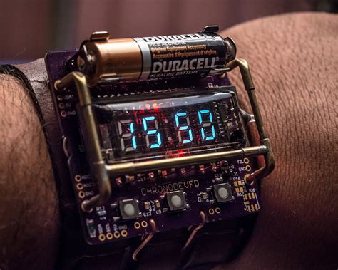 Engineer Designs A Cyberpunk Themed VFD Wristwatch Make