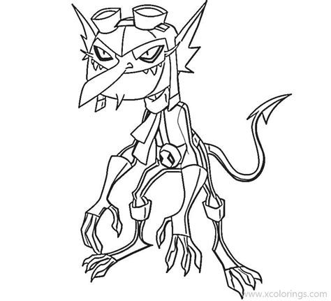 Top quality coloring sheets for free. Ben 10 Jury Rigg Coloring Page - XColorings.com