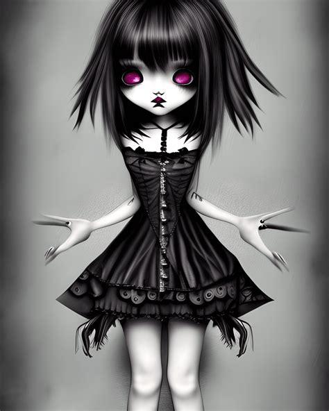 Cute Gothic Emo Girl Hyper Realistic Intricate Detail Photograph Kawaii