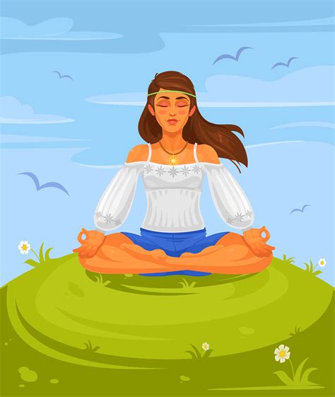 Vector Illustration Of A Girl Yoga In The Lotus Position Download