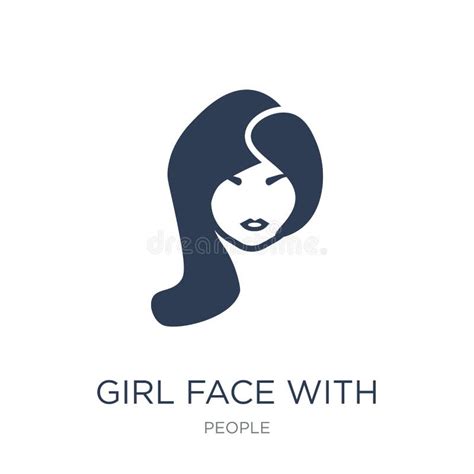 Girl Face With Long Hair Icon Trendy Flat Vector Girl Face With Stock