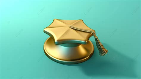 رمز قبعة التخرج رمز فورتونا الأنيق الذهبي على خلفية خضراء من مياه المد