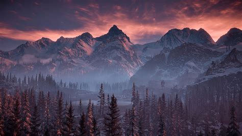 Wallpaper 3840x2160 Px Clouds Forest Horizon Zero Dawn Landscape