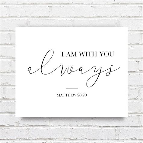 Bible Verse Printable Art I Am With You Always Matthew Etsy