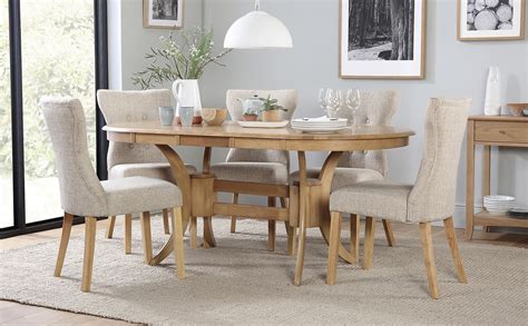 Solid oak dining room table and chairs. Townhouse Oval Oak Extending Dining Table with 6 Bewley ...
