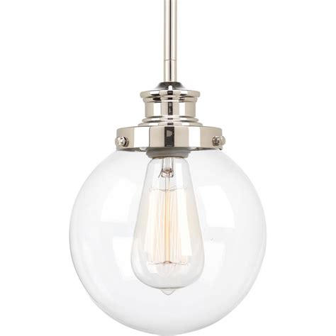 Penn Collection One Light Polished Nickel Clear Glass Farmhouse Mini