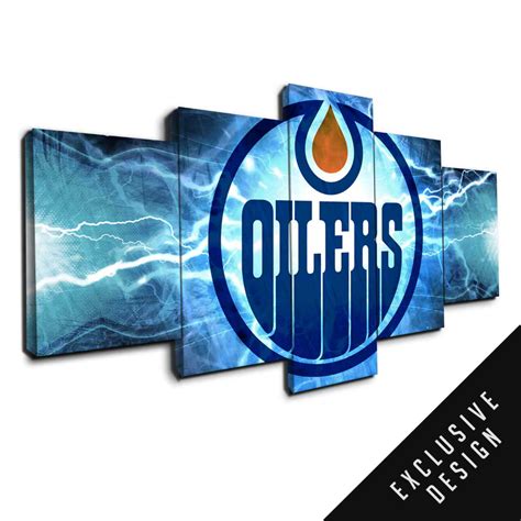 5 Panel Edmonton Oilers Nhl Team Thunderbolt Sports Canvas Prints