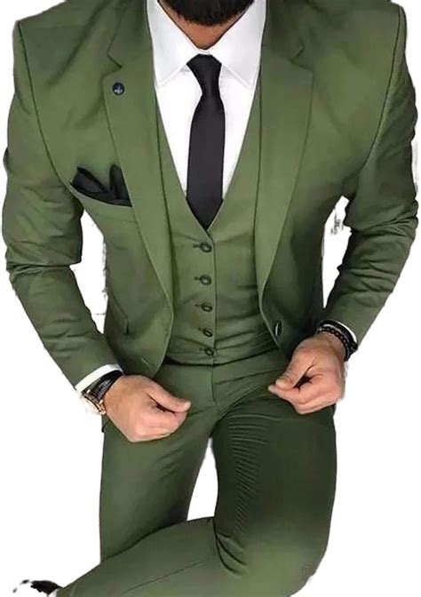 Hahapo Olive Green Men Suits For Groom Tuxedo 2020 Notched Lapel Slim Fit Prom Business Mens