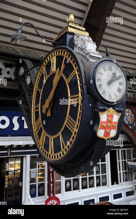 City Of York Railway Station Clock In North Yorkshire England Uk Stock