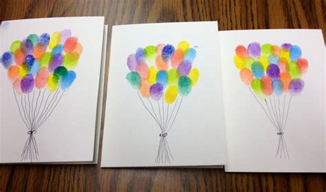 Birthday Balloon Cards With Fingerprints Kartenvorlage