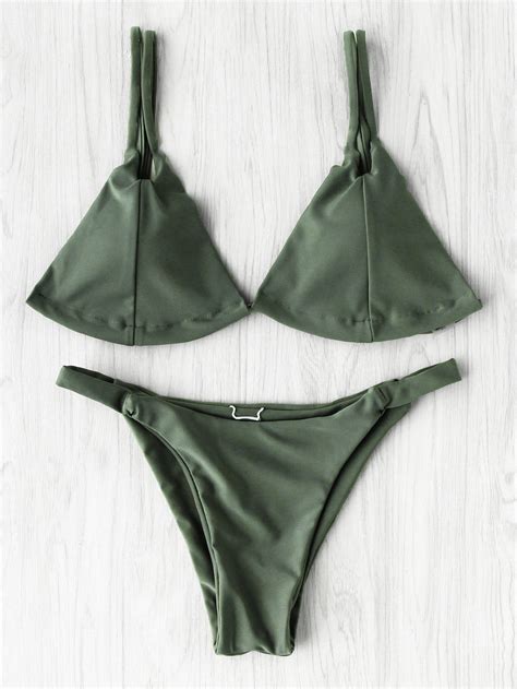 Double Strap Seam Triangle Bikini Set Shein Sheinside 51993 Hot Sex