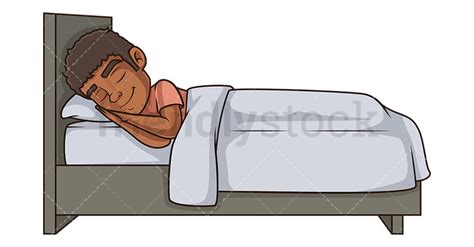 Black Man Sleeping In Bed Cartoon Clipart Vector Friendlystock