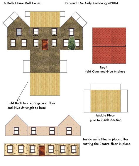 Printable Dollhouse Paper House Template Paper Houses Cardboard Box