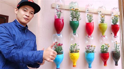 Colorful Garden From Plastic Bottles Cute Vertical Garden Ideas