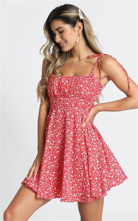 Summer Jam Sweetheart Mini Dress In Red Floral Print Showpo Simple Summer Dresses Summer