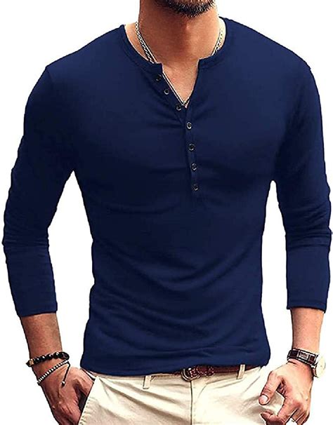 Grmo Mens Casual T Shirts Long Sleeve Slim Fit Solid Color Big And Tall