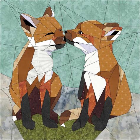 Fox Cubs Playing Bluprint Fox Quilt Paper Pieced Quilt Patterns