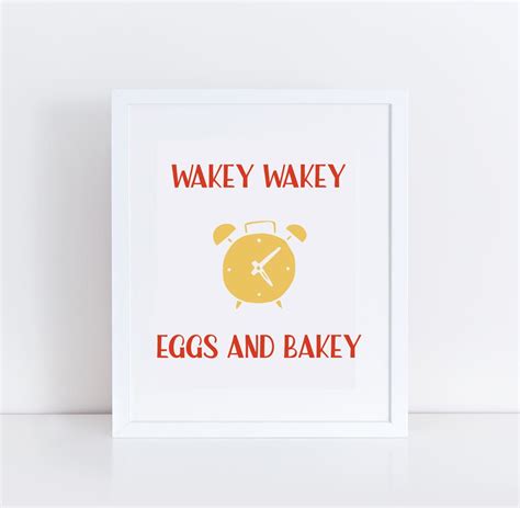 Funny Kitchen Printable Art Kitchen Wall Sign Wakey Eggs Etsy