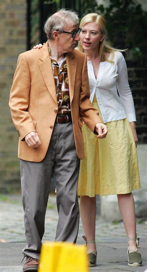 Scarlett Johansson And Woody Allen On The Set Of Scoop Woody Allen Movies Woody Allen Dad Fashion