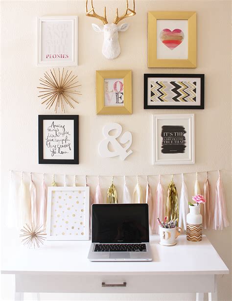 Pink And Gold Office Gallery Wall