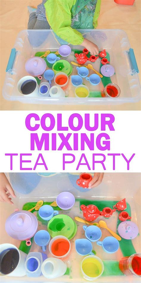 Teaching toddlers about colors is such a fun topic and one that you are really doing everyday. Colour Mixing Tea Party Sensory Bin for Kids | Fun ...