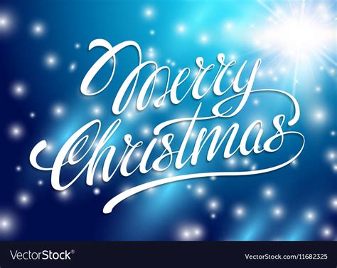 Christmas Card Merry Lettering On A Blue Vector Image