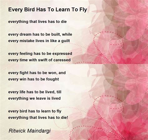 Every Bird Has To Learn To Fly Poem By Ritwick Maindargi Poem Hunter