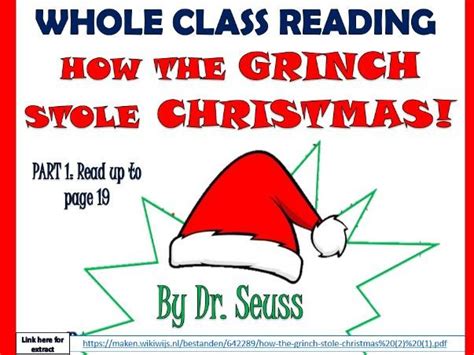 How The Grinch Stole Christmas Two Whole Class Reading Sessions