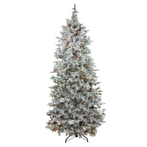 75 Flocked Slim Colorado Spruce Pre Lit Christmas Tree